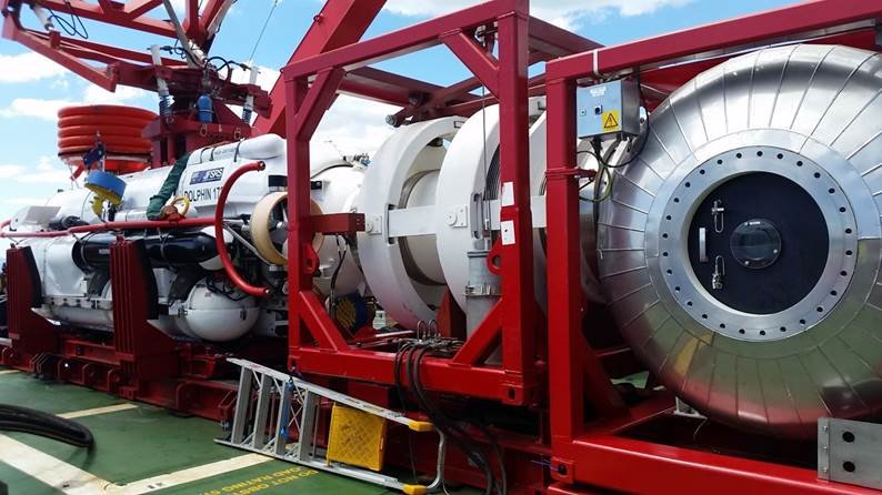 LR5 (left) connected to the bellows-gimbal system with TUP chamber